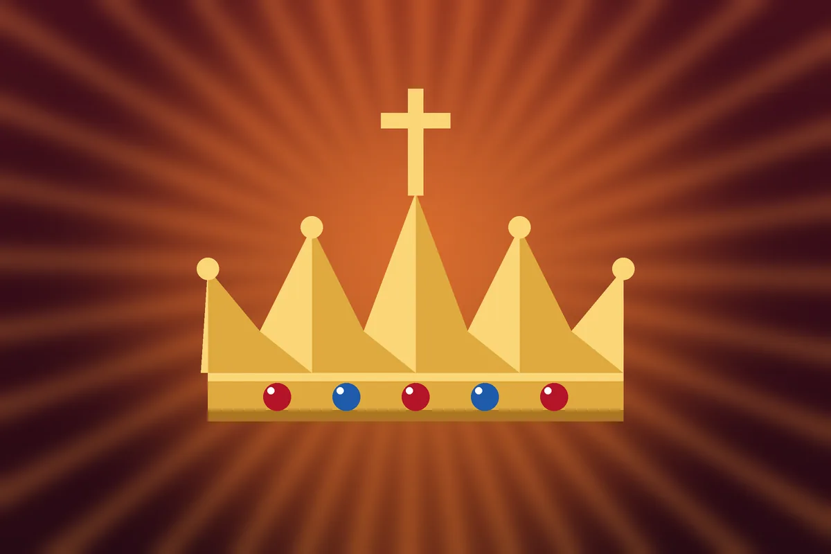 Corona dorada con una cruz, símbolo de Cristo Rey
